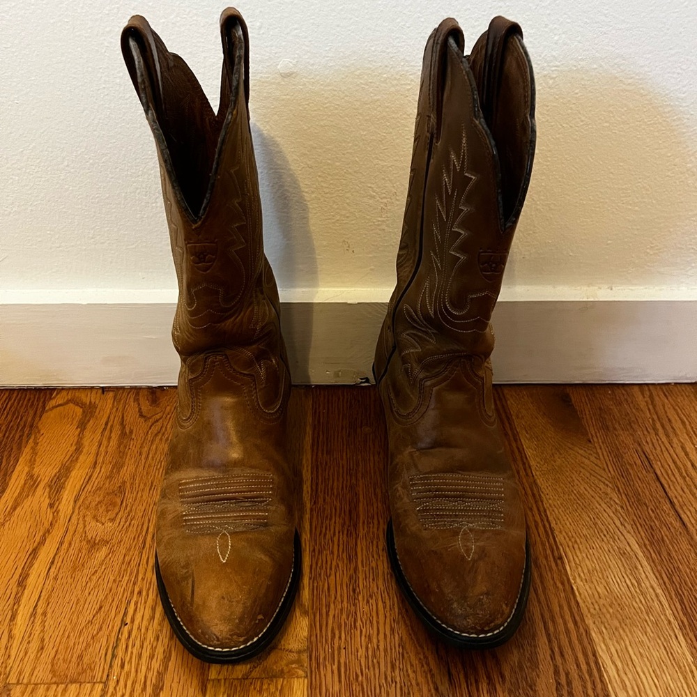 Classic Brown Leather Cowboy Boots